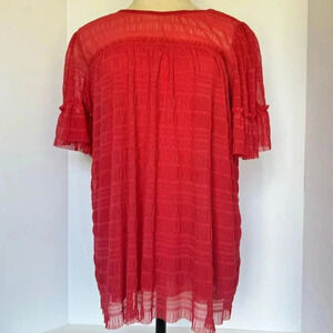 Max studio mesh lace top In washed red Women's size M